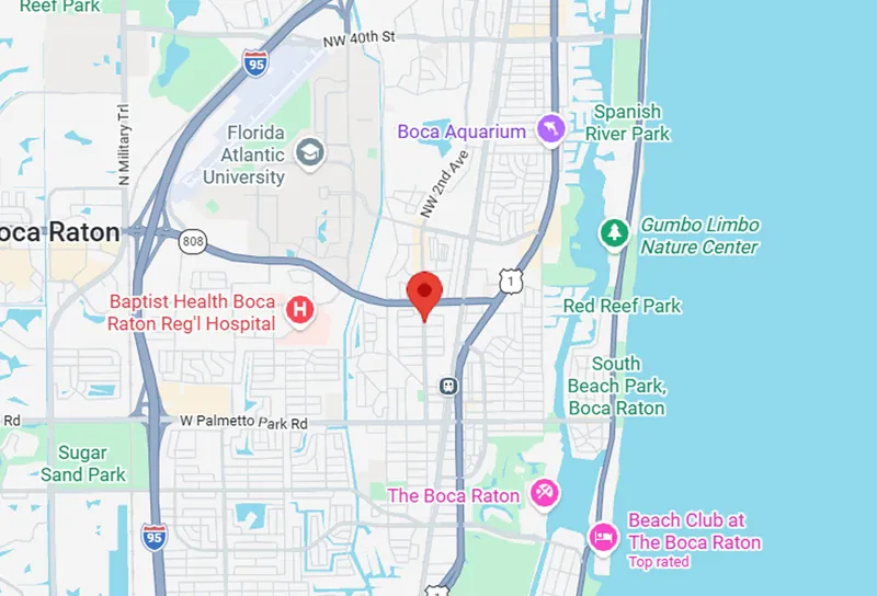 Map of the Boca Raton, Florida distribution area